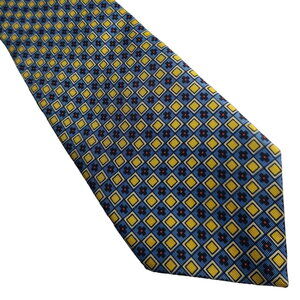 Kuppenheimer blue yellow checkerboard silk tie - 57"